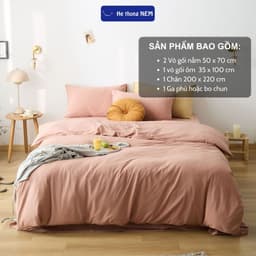 Thumbnail Bộ Chăn Ga Gối Đệm He thong NEM Cao Cấp Bộ Vỏ Chăn Drap Ga Ra Gối Nệm Đệm 5 Món Cotton Trơn Phủ Trải Giường 3