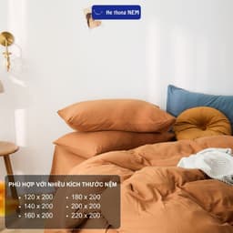 Thumbnail Ga Trải Giường 5 Món Cotton He thong NEM Cao Cấp Set Chăn Ra Grap Drap Gối Nệm Đệm Trải Phủ Bọc Giường Trần Bông Đẹp 4