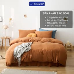 Thumbnail Ga Trải Giường 5 Món Cotton He thong NEM Cao Cấp Set Chăn Ra Grap Drap Gối Nệm Đệm Trải Phủ Bọc Giường Trần Bông Đẹp 3