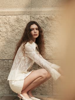 Thumbnail Chân váy taffeta phủ ren Sienna Skirt HUONG BOUTIQUE HBZ538 - 2 màu trắng & nâu sữa 2
