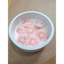 Thumbnail Cốc xi măng thạch cao đựng Nến Sáp Ong Không Mùi hoa cúc họa mi hồng pastel dùng cúng dường, sinh nhật, decor nhà cửa 1