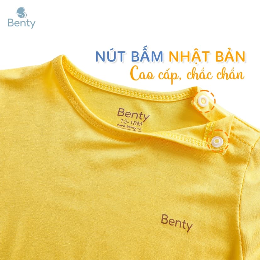 Ảnh Body chip cộc tay cài vai BENTY cao cấp bé trai bé gái, body bé sơ sinh an toàn da 4