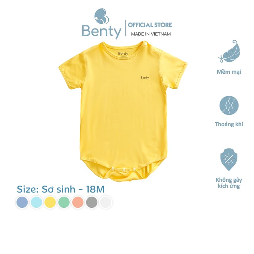 Ảnh Body chip cộc tay cài vai BENTY cao cấp bé trai bé gái, body bé sơ sinh an toàn da 1
