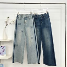 Thumbnail Quần Jean Nữ 𝐂𝐂𝐇𝐀𝐓 Dáng Suông Rosie Dập Hoa Nổi Chất Liệu Jeans Cao Cấp 15GDJ2012ST 2