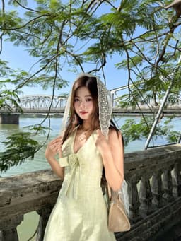 Thumbnail Đầm Cổ V Dáng Chữ A Ngắn Hai Dây Bản To Đính Hoa - DERRA DRESS - GOÛT DE JUN 2
