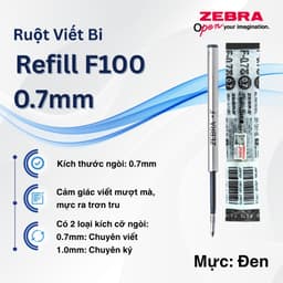 Thumbnail Ruột Viết Bi F100 Zebra Pen Thay Thế  - Kích thước ngòi 0.7 - 1.0mm, mực xanh, đen [Chính Hãng] 1