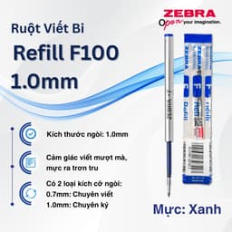 Thumbnail Ruột Viết Bi F100 Zebra Pen Thay Thế  - Kích thước ngòi 0.7 - 1.0mm, mực xanh, đen [Chính Hãng] 2