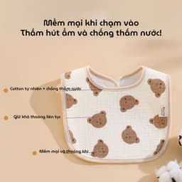 Thumbnail Yếm vuông chất liệu mềm mại, yếm dãi yếm ăn dặm có nút bấm sau gáy cho bé trai bé gái 4