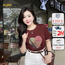 Thumbnail Áo phông nữ Quảng Châu in hình số 6 mã 3719 , chất cotton co giãn, thoáng mát kiểu dáng free size 1
