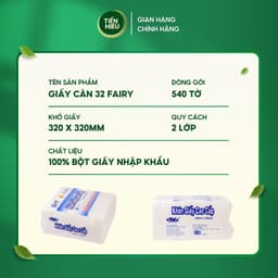 Thumbnail Combo 5 Bịch Giấy Cân 32 Fairy Khổ 320 x 320mm 2 Lớp Mềm Dai Thấm Hút Nhanh Cao Cấp Đa Năng Tiết Kiệm 540 Tờ 1