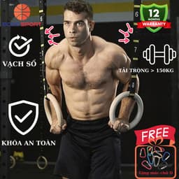 Thumbnail Vòng Treo Tập Gym Cleacco – Gymnastic Rings Có Vạch Đo, Khóa Cài Chắc, Dụng Cụ Tập Thể Lực Tại Nhà ,bảo hành chính hãng 1
