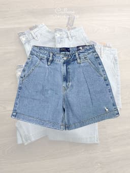 Thumbnail Quần short jean lưng cao màu nhạt thêu hình thời trang trẻ trung Callene (L2703) 3