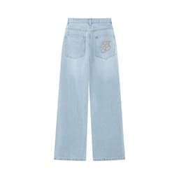 Thumbnail Quần Jeans Nữ BOO Dáng Wide-leg Thêu Logo Essential 3