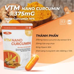 Thumbnail Viên uống tinh bột nghệ VTM NANO CURCUMIN giảm viêm loét dạ dày, hành tá tràng - túi 60 viên 3
