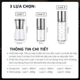 Thumbnail Lọ xay tiêu cầm tay thủy tinh và inox 304 cao cấp DandiHome tiện lợi 3
