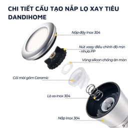 Thumbnail Lọ xay tiêu cầm tay thủy tinh và inox 304 cao cấp DandiHome tiện lợi 4