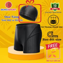 Thumbnail Quần Bơi Nam Tặng Kèm Nón Bơi Bịt Tai Quần Bơi Nam 2 Lớp Ngắn Hoa Văn Vây Cá Mập Thoát Nước Nhanh Cleacco CMN Boro Sport 1