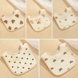 Thumbnail Yếm vuông chất liệu mềm mại, yếm dãi yếm ăn dặm có nút bấm sau gáy cho bé trai bé gái 2
