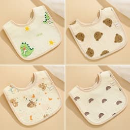 Thumbnail Yếm chống thấm chữ U Kidsworld vải muslin an toàn cho bé, Yếm cổ vuông muslin chống thấm cho bé 1