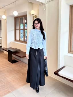 Thumbnail Áo Sơ Mi Dập Thân GAGO Brand Dài Tay Nữ Kiểu Chất Gió Nhăn Cách Điệu Nút Dây Thắt GA5053 1