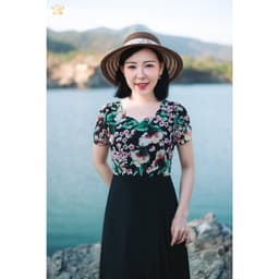 Thumbnail Đầm form A - Cổ sóng nước tay búp - Đen hoa - TTV Store thời trang nữ TTV1869 2