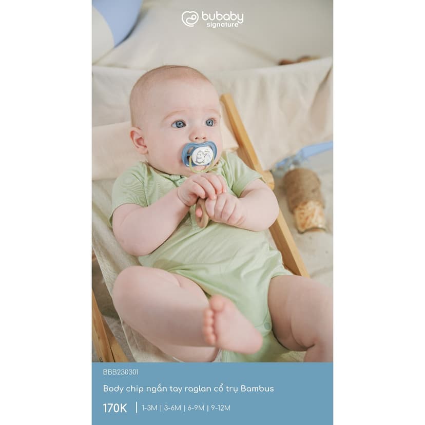 Ảnh Body chip ngắn tay Bubaby cho bé từ sơ sinh đến 12 tháng 2