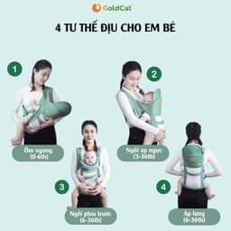 Thumbnail Địu Em Bé Goldcat Đa Năng 4 Tư Thế, Có Cổ Đỡ Dành Cho Bé Từ 0-36 Tháng 2