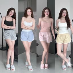 Thumbnail SHE BY ZAM - ÁO HAI DÂY PHỐI REN & QUẦN ĐÙI KẺ SỌC 1