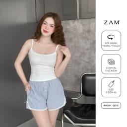Thumbnail SHE BY ZAM - ÁO HAI DÂY PHỐI REN & QUẦN ĐÙI KẺ SỌC 3