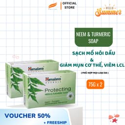 Thumbnail Set 2 xà bông giảm mụn cơ thể từ lá neem Himalaya Neem Turmeric Soap 75gx2 1