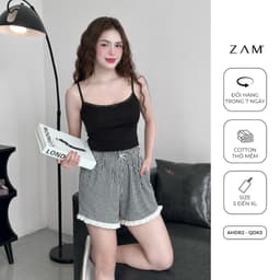 Thumbnail SHE BY ZAM - ÁO HAI DÂY PHỐI REN & QUẦN ĐÙI KẺ CARO 4