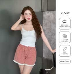 Thumbnail SHE BY ZAM - ÁO HAI DÂY PHỐI REN & QUẦN ĐÙI KẺ CARO 3