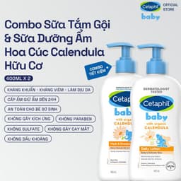Thumbnail Combo Sữa tắm gội + Sữa dưỡng ẩm Cetaphil Baby with Organic Calendula 400ml/ chai 1