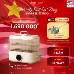 Thumbnail Nồi Hấp Lẩu Điện 3 Tầng 20L SNAPBEE ST2000_5 Mức Nhiệt_Kháng Khuẩn_Không Gây Mùi [Snap Kitchen] 1