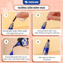 Thumbnail Mực bút lông dầu Thiên Long PMI-01 gồm 3 màu mực: Xanh/ Đỏ/ Đen, bám dính tốt, không độc hại theo tiêu chuẩn Châu Âu 2