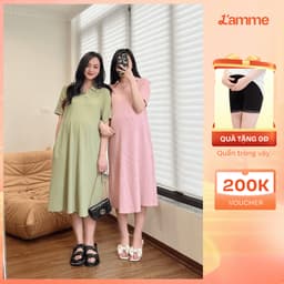 Thumbnail Váy bầu dáng suông Rika Dress cổ polo kiểu basic, váy bầu mùa hè, đầm bầu thiết kế by LAMME 1