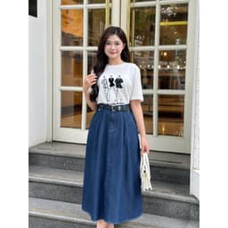 Thumbnail Chân váy jeans nữ mã 2322 dáng xòe lưng thun co giãn – chân váy denim công sở basic dễ phối đồ 1