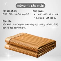 Thumbnail Chiếu Điều Hoà Sợi Mây 3D Tự Nhiên Cao Cấp Mặt Sau Chiếu Mây Lót Lụa Nằm Ngủ Mát Lạnh Mùa Hè Êm Viền Vải Có Chun Cài Góc 2