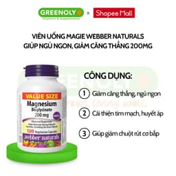 Thumbnail Viên uống bổ sung Magiê Webber Naturals Magnesium Bisglycinate 200mg 2