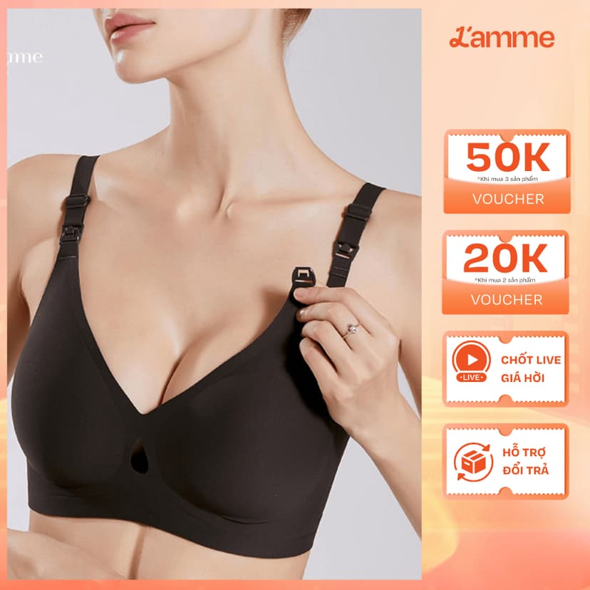Ảnh Áo lót bầu gom ngực, nâng ngực siêu nhẹ không gọng chống chảy xệ chất liệu su co giãn đàn hồi áo ngực A27 L'AMME 1
