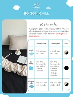 Thumbnail Bộ chăn mền ga gối GONI CHILL màu Beige Đen - Ga drap giường bo chun cao 4-25cm kích thước 1m, 1m2 ,1m4, 1m6, 1m8, 2m2 4