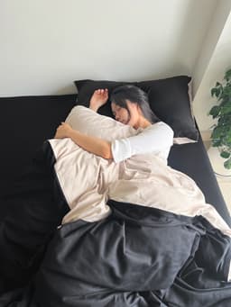 Thumbnail Bộ chăn mền ga gối GONI CHILL màu Beige Đen - Ga drap giường bo chun cao 4-25cm kích thước 1m, 1m2 ,1m4, 1m6, 1m8, 2m2 1