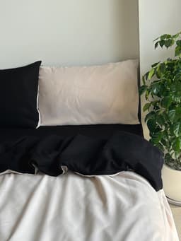 Thumbnail Bộ chăn mền ga gối GONI CHILL màu Beige Đen - Ga drap giường bo chun cao 4-25cm kích thước 1m, 1m2 ,1m4, 1m6, 1m8, 2m2 2