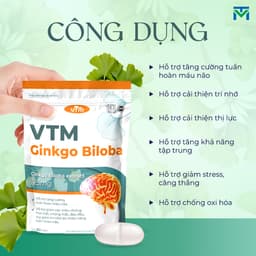 Thumbnail Viên uống bổ não VTM Ginkgo Biloba cải thiện trí nhớ tăng cường tư duy - túi 60 viên 4