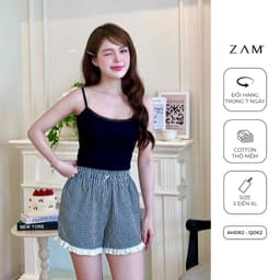 Thumbnail SHE BY ZAM - ÁO HAI DÂY PHỐI REN & QUẦN ĐÙI KẺ CARO 2