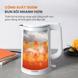 Thumbnail Bình đun siêu tốc Gaabor EK20M-WH01A/WH02A dung tích lớn 2L công suất 1500W lòng ấm thép đúc liền kề dễ vệ sinh an toàn 4