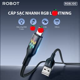 Thumbnail Cáp Sạc Nhanh Robot RGBL100/ RGBC100 Hiệu Ứng RGB 7 Màu Chống Xoắn Rối, Sạc Và Truyền Dữ Liệu Đồng Thời 1