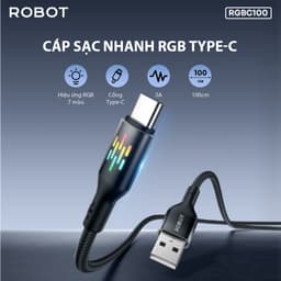Thumbnail Cáp Sạc Nhanh Robot RGBL100/ RGBC100 Hiệu Ứng RGB 7 Màu Chống Xoắn Rối, Sạc Và Truyền Dữ Liệu Đồng Thời 3