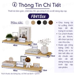 Thumbnail Kệ Sách Gỗ Âm Tường Decor Phòng Khách Thanh Ngang FB41 FIVO, Tặng Kèm Đầy Đủ Phụ Kiện, Giao Hỏa Tốc 2