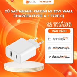 Thumbnail Củ Sạc Nhanh Xiaomi Mi 33W Wall Charger (Type A + Type C) EU - Bảo Hàng 12 Tháng 1